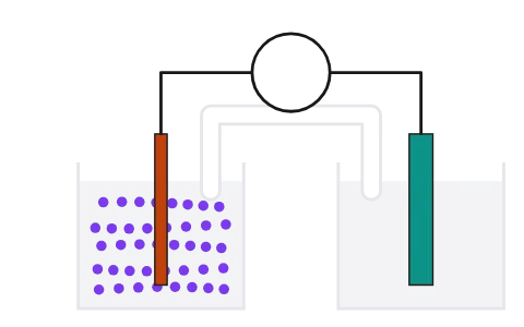Galvanic cell and Nernst: Pick two metals, set the concentrations, and read the voltage the cell actually makes.