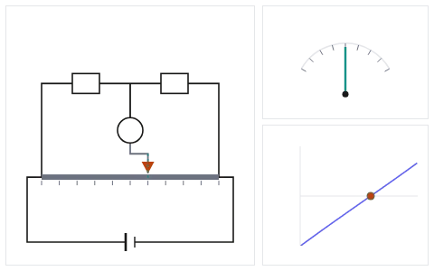 Metre bridge: Slide the jockey until the needle nulls, and let the balance point name the unknown.